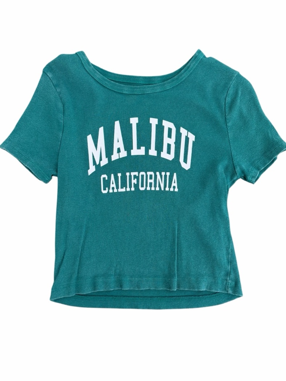 Malibu California Teal Crop Tee - Women's Graphic Top